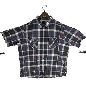 Roadblock Mens Flannel Shirt Gray 5XL Short Sleeve Business Workwear Gorpcore